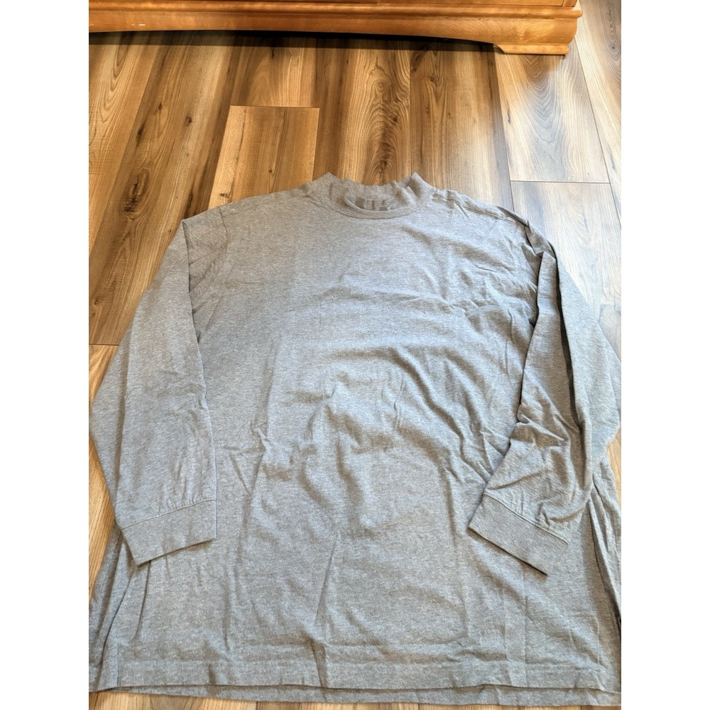 Duluth Mock Neck Men's 2XL Gray T-shirt Relaxed Fit Longtail T Cotton